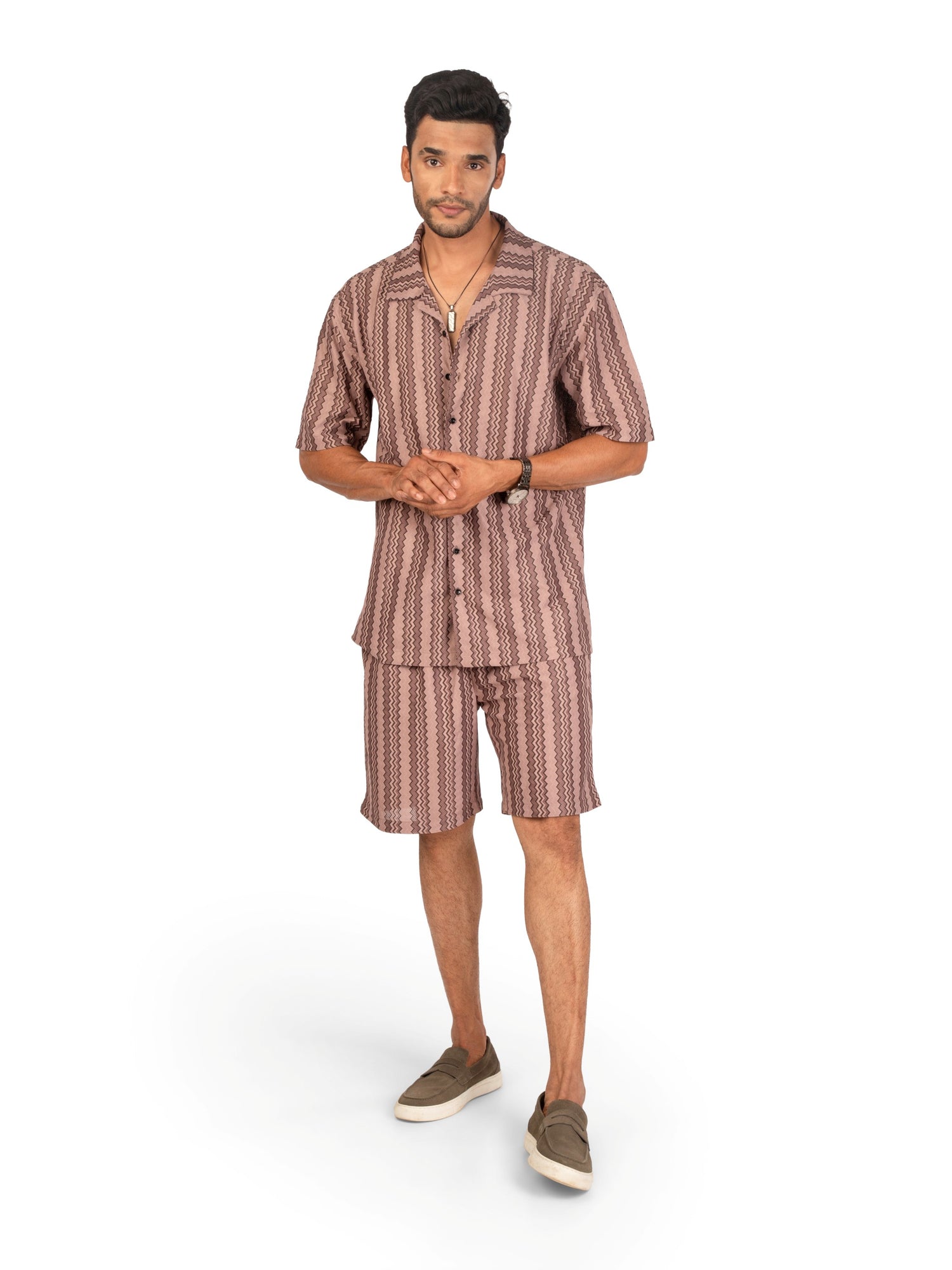 Front view of men's coord set