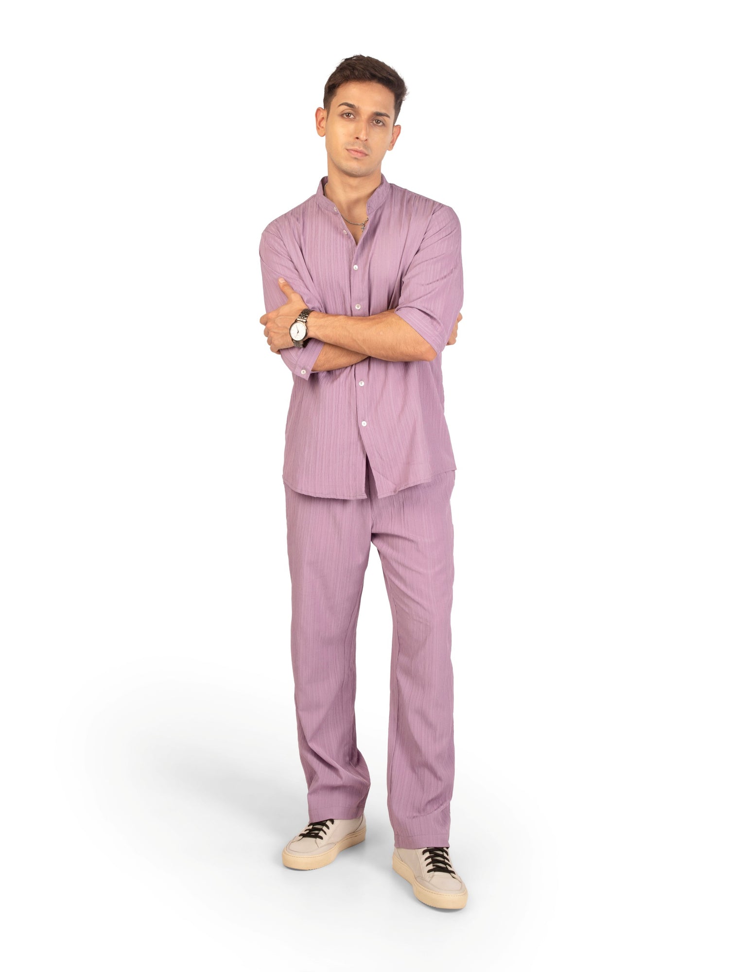 Front view of men's coord set