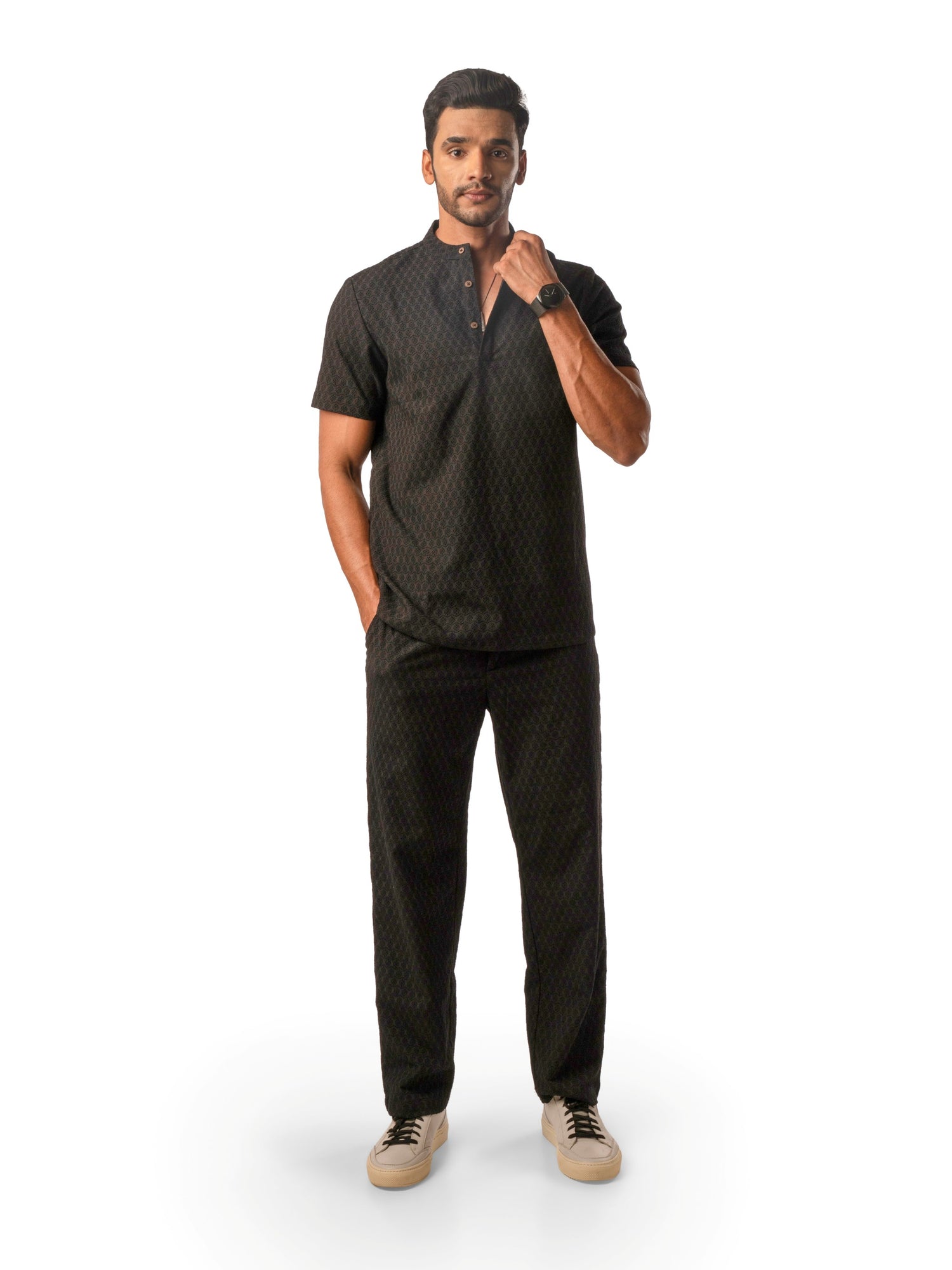 Front view of men's coord set