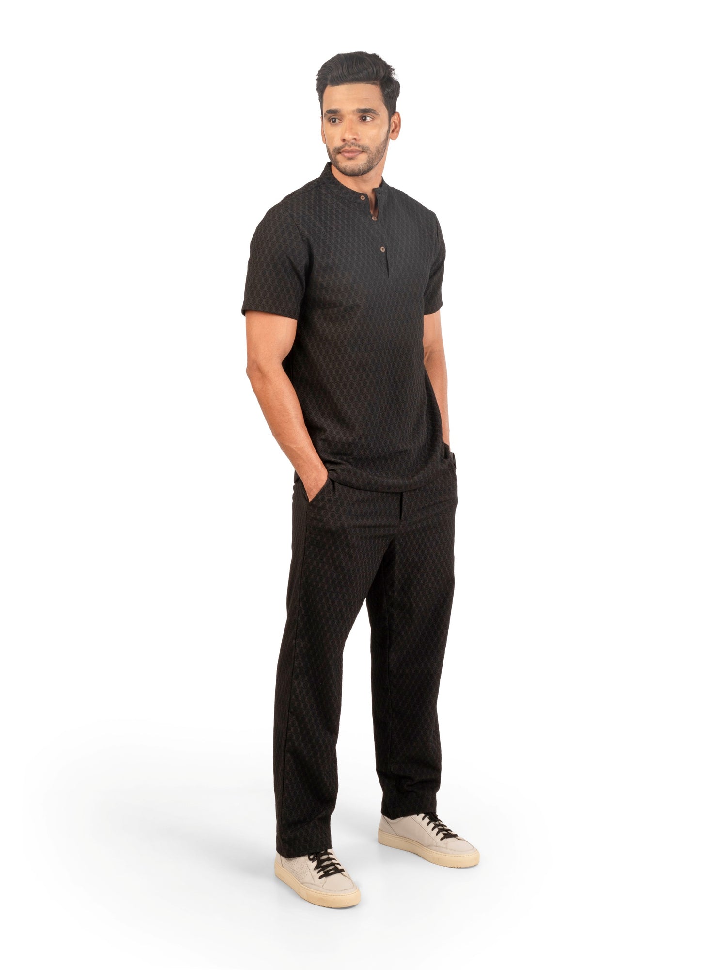 Side view of men's coord set