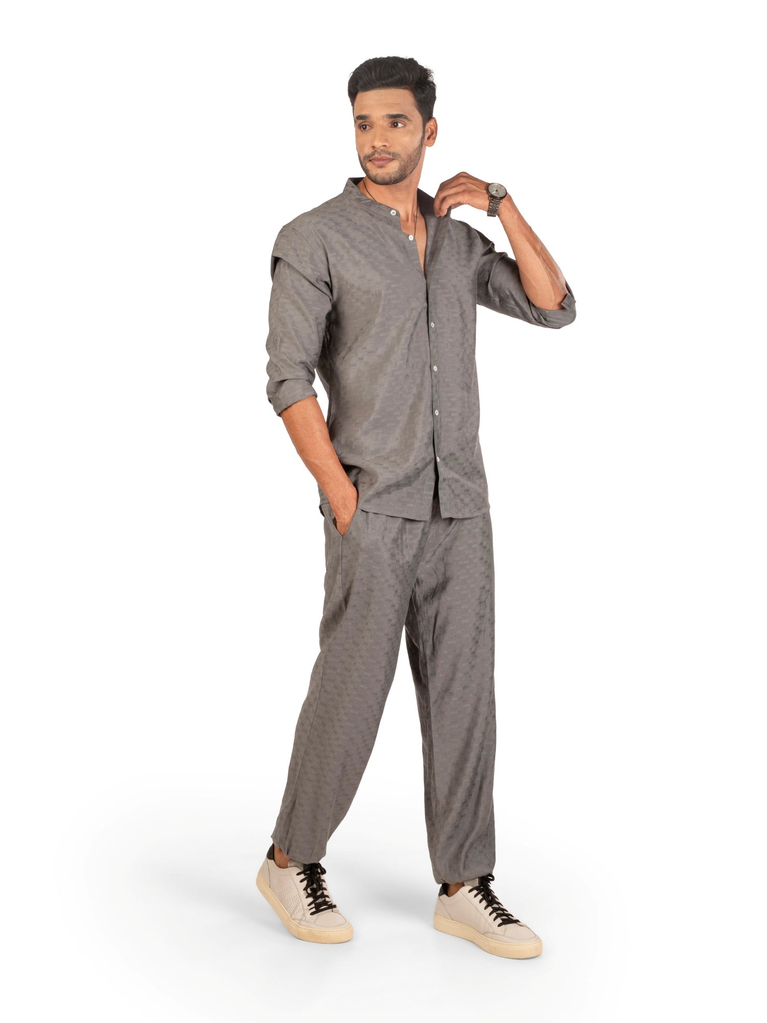 Side view of men's coord set
