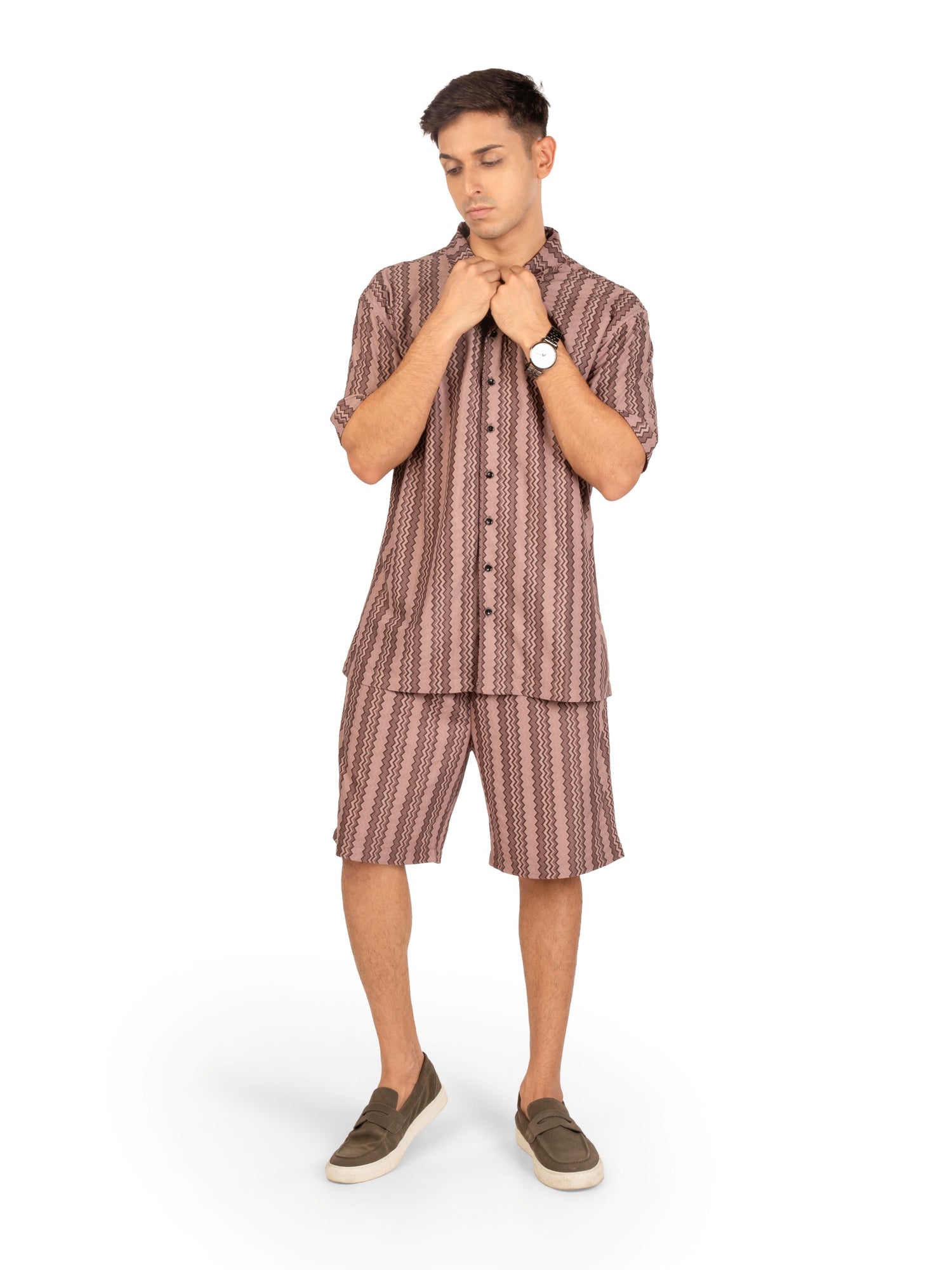 Front view of men's coord set
