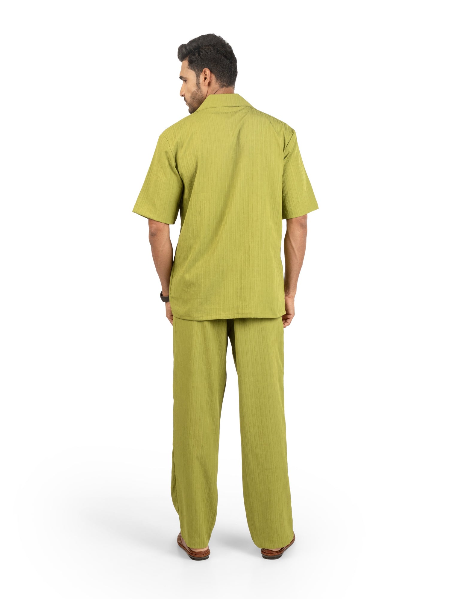 Back view of men's coord set