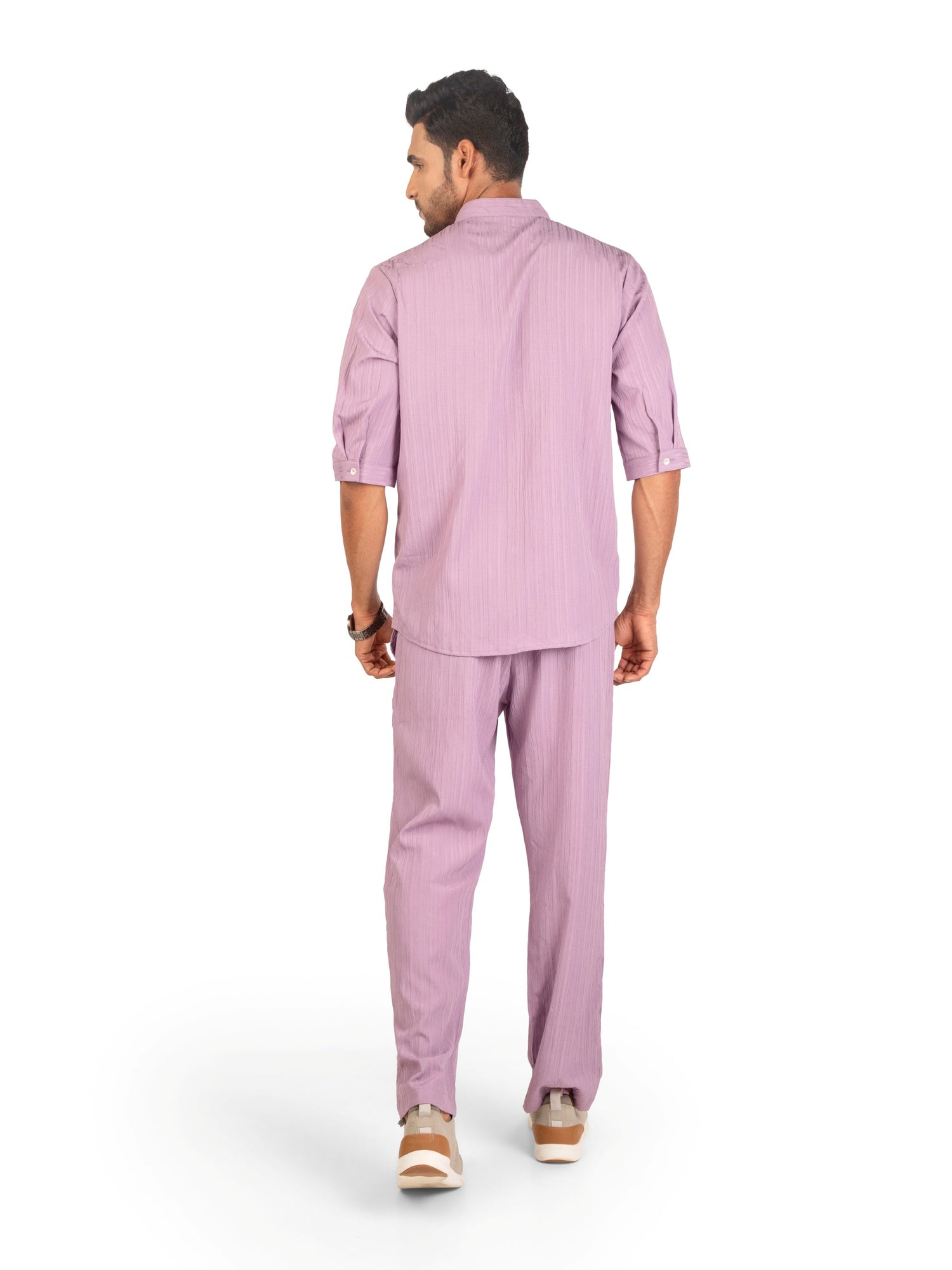 Back view of men's coord set